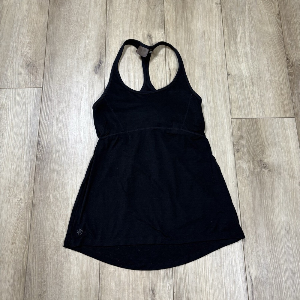Athleta Tank Top Womens XS Black Racerback‎ Built In Bra Athletic Workout
